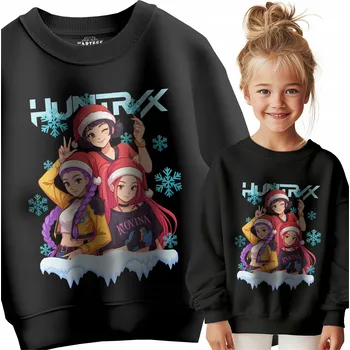 Dívčí mikina MIKINA HUNTRIX VÁNOČNÍ K-POP DEMON HUNTERS LOVKYNĚ DÉMONŮ DĚTSKÁ