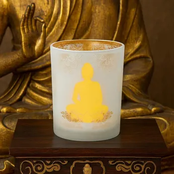 Svícen Svícen skleněný matný -Buddha
