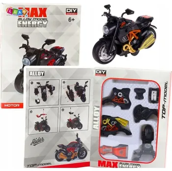 autíčko Motorka ke Sestavení a Šroubování Kovová 1:14 DIY Černo-Oranžová