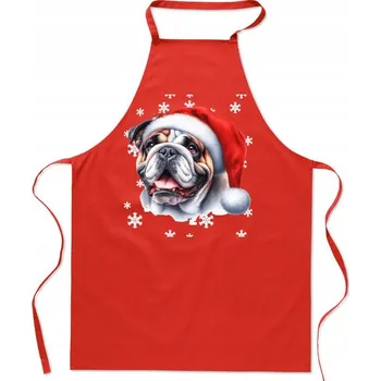 Kuchyňská zástěra Kuchyňská Zástěra Anglický Buldok Módní Potisk Vánoce Dárek