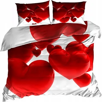 Povlečení 3D Bavlna saténové Povlečení 160x200 cm ROMANTICKÉ SRDCE