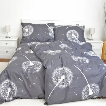 Povlečení Francouzské bavlněné povlečení Pampelišky šedé Zapínání: zip, Velikost polštáře: 2x50x70, Velikost přikrývky: 220x200 Šev uprostřed