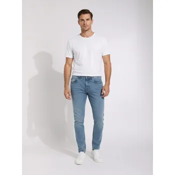 Pánská móda Sinsay - Džínové kalhoty chino slim fit - modrá - 464FB-50J - 464FB-50J-28