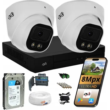 Bezpečnostní kamera Sada pro monitoring DVS SADA 2 KUPOLOVÉ 8MPX ANALOGOVÉ VENKOVNÍ KAMERY