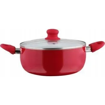 Hrnec Hliníkový hrnec s poklicí 20l červený