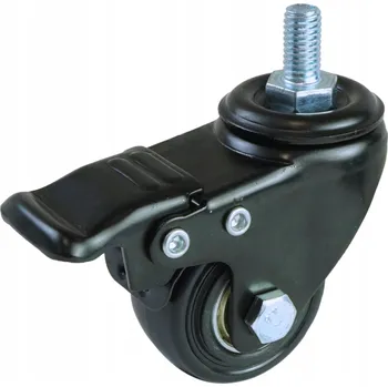 Nábytkové kování Nábytkové kolečko otočné černé s brzdou 30 - 40 kg, průměr 40 mm, čep M8 x 15