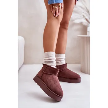 Dívčí sněhule Dámské Sněhule Na Platformě Zateplené Kožíškem Tmavě Hnědé Xamella 40