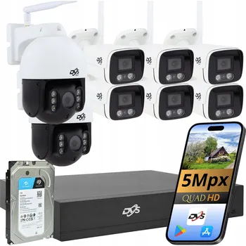 Bezpečnostní kamera Sada pro monitoring DVS WIFI kamerový systém 6 + 2 otočné kamery, 1TB HDD