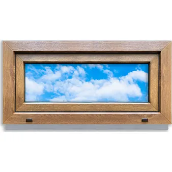 Okno PVC okno ZLATÝ DUB 80x40 PRAVÉ nové 800x400 mm otevíravě sklopné dvojsklo