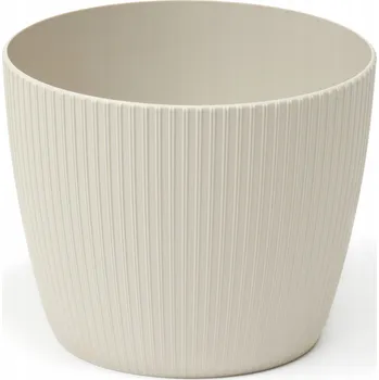 Květináč Plast Květináč béžový Lamela 14 cm x 14 x 11 cm