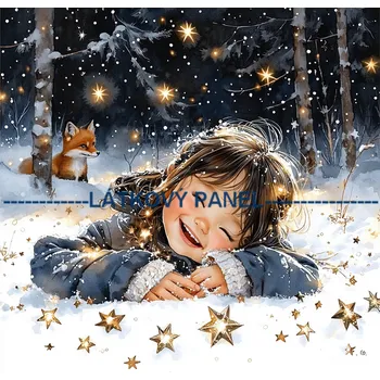 Látkový panel - Holčička s hvězdou - DZ-185 Velikost: 20x20cm, Materiál: Úplet