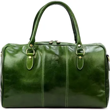 Kabelka Cestovní taška Gregorio 132 kožená zelená velká A4 s přídavným popruhem