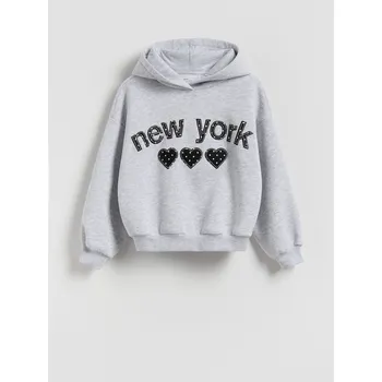 Dívčí mikina Reserved - Mikina s ozdobou - světle šedá - 294FA-09M - 294FA-09M-116