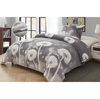 Povlečení NOVINKA 2025! POVLEČENÍ MIKROPLYŠ 70x90/140x200cm - PAMPELIŠKY - ŠEDÉ