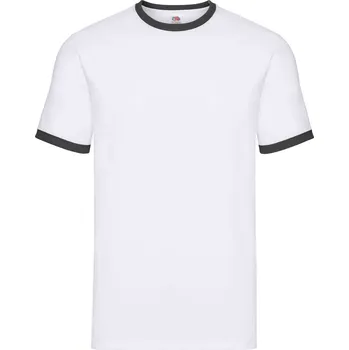 Pánské tričko TRIČKO PÁNSKÉ FRUIT RINGER KRÁTKÝ RUKÁV LETNÍ BÍLÉ/ČERNÉ S