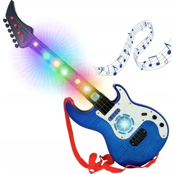 Hudební nástroj pro děti DĚTSKÁ ROCKOVÁ KYTARA SVÍTÍ HRAJE STRUNY HUDEBNÍ NÁSTROJ