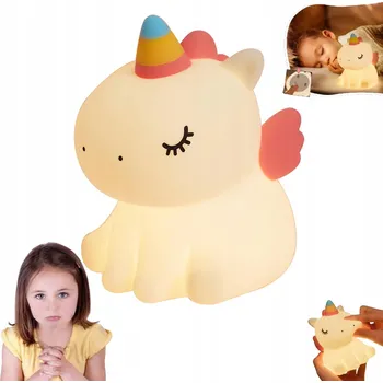 Dětské svítidlo LED Silikonová Lampička JEDNOROŽEC Měkká Nabíjecí USB 3 Režimy Svítivosti