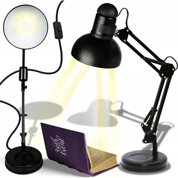 Lampička LAMPIČKA NA STŮL STOLNÍ LAMPA NOČNÍ KRESLÍŘSKÁ NASTAVITELNÁ S ÚCHYTEM E27 LED