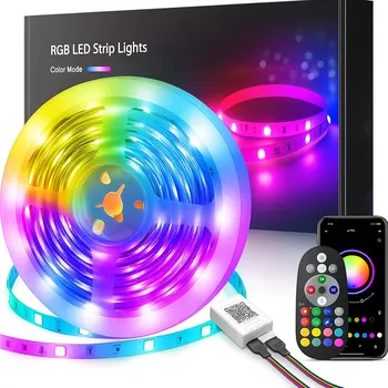 LED osvětlení Energeticky úsporný vícebarevný LED pásek RGB 5050 20m Mexllex s dálkový ovladač a ovládáním přes aplikaci