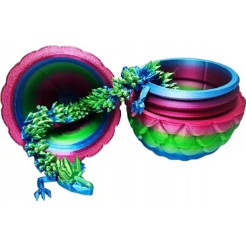 Figurka Drak Mini Dragon Vajíčko modrofialové 3D s potiskem 30 cm