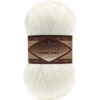 Příze Vlna Alize Angora Gold Simli třpytivá č. 62 krémová, 20% vlna 100 g