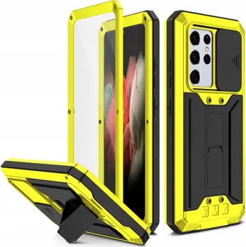 Pouzdro na mobilní telefon Pouzdro pro Samsung Galaxy S21 Ultra Zadní Kryt R-JUST s posuvným krytem objektivu (žluté)