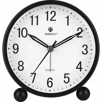 Budík Budík Ručičkový Černý Tichý Chod Podsvícení Na Baterie 11x12x