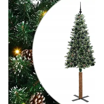 Vánoční stromek Úzký vánoční stromek s 300 LED diodami, zelený a bílý, 210 cm