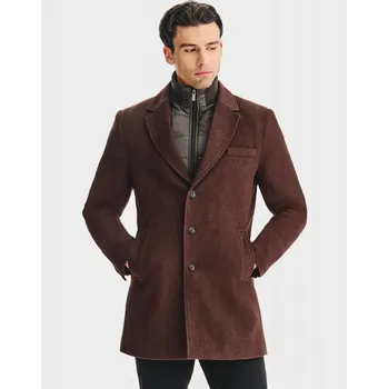 Hnědý vlněný kabát Pako Lorente s odnímatelným límcem, vel 56