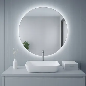 Zrcadlo Zrcadlo LED Kulaté 90 cm, Bez Rámu, Barva světla studená, Senzor, Vyhřívací fólie