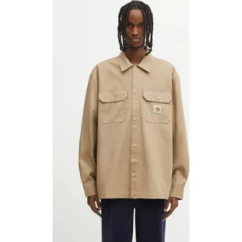 Košile Carhartt WIP L/S Craft pánská, béžová barva, regular, s klasickým límcem, I033814.8YXX, L, 80X