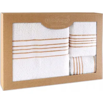 Ručník Ručník bavlna sada 3 ks ručníků v krabici 30x50 50x90 70x140 bílý