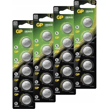 Článková baterie Lithiová baterie GP CR2032 3V knoflíková do hodinek, 20 ks