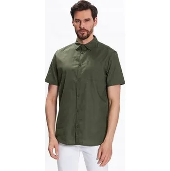 Pánská košile Indicode pánská košile ležérní krátký rukáv regular len velikost L