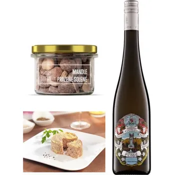 Královský Ryzlink, kachní rillet s 20% foie gras a extra velké mandle