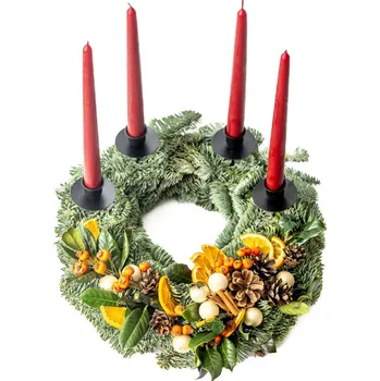 Vánoční dekorace Gardners Adventní věnec na stůl (kónické svíčky bordó), oranžový