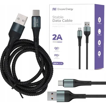 Datový kabel Kabel Encore Energy USB - USB typ C 1 m černý