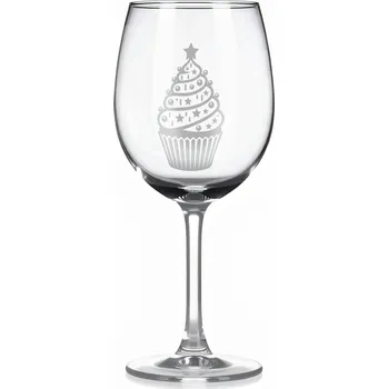 Sklenice Sklenice na víno s gravírovaným motivem vánočního cupcake stromku