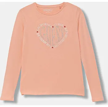 Dívčí tričko Tričko s dlouhým rukávem Guess oranžová barva, J5YI38 K6YW4 J5YI38.K6YW4.9BYA 32X, vel. 147-157