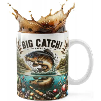 KERAMICKÝ HRNEK 330ML S POTISKEM - RYBÁŘSKÝ MOTIV RYBÁŘ PRUT FANATIK RYBA