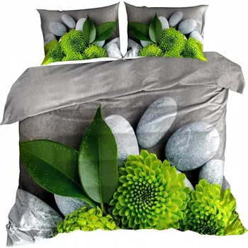 Povlečení 3D Bavlna saténové Povlečení 160x200 ROSTLINY NA KAMENÍCH