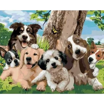 Obraz Diamantová Výšivka Zvířata Pejsci Psi Diamond Painting Mozaika Sada 5D