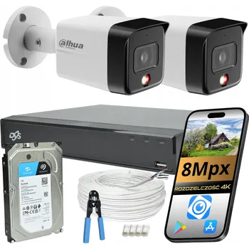 Bezpečnostní kamera SADA PRO MONITORING DOMU 2x VENKOVNÍ IP KAMERA POE 8Mpx DAHUA AI