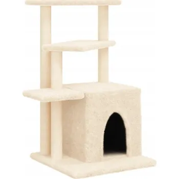 Škrabadlo pro kočky se sisalovými sloupky, krémové, 83,5 cm