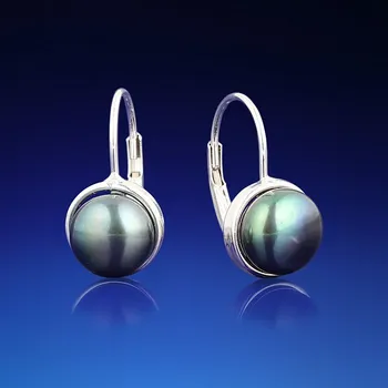 Náušnice Zlaté náušnice Monica s černou perlou - žluté zlato 585/1000 0,85g