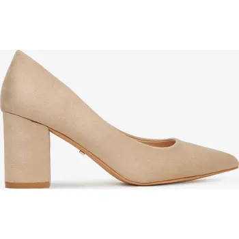 Dámské lodičky Deezee Dámské lodičky na nízkém sloupkovém podpatku béžové - podpatek 39