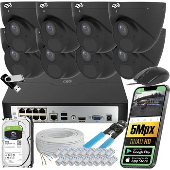 Bezpečnostní kamera Sada pro venkovní IP kamerový systém 5Mpx s PoE napájením, černá DVS