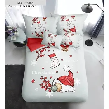 Povlečení BLACK FRIDAY 2025 ! Sada vánočního bavlněného povlečení s 3D efektem pro 2 postele 140x200/70x90 cm – VÁNOCE / MERRY CHRISTMAS - ČEPIČKA S NADÍLKOU + PROSTĚRADLO ZDARMA !