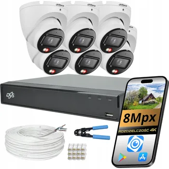 Bezpečnostní kamera MONITOROVACÍ SET 6 KOPULOVÝCH KAMER DAHUA IP POE ULTRA HD 8Mp S FUNKCEMI AI