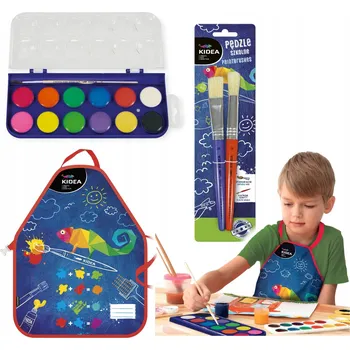 Vodová barva Výtvarný malířský set Kidea – akvarelové barvy, zástěry a štětce